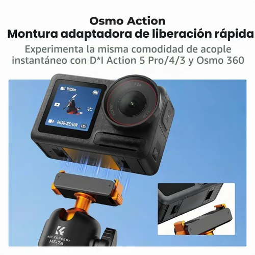 Vista 4 de K&F CONCEPT Trípode para selfie stick de 25.6" para DJI Osmo Action 5 Pro