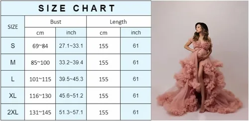 Vista 7 de Vestidos de maternidad de tul para sesión de fotos, bata de novia larga transparente con hombros descubiertos, vestidos de embarazo para mujeres