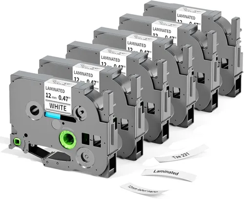 Vista 12 de TZe-251 - Recambio de cinta para etiquetadora de 0.945 in 0.94 compatible Negro sobre blanco