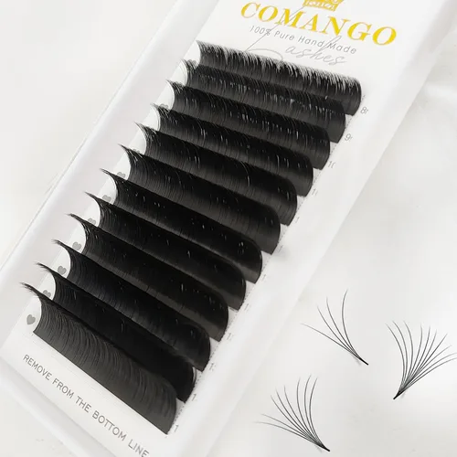 Vista 7 de CoMango Easy Fan - Extensiones de pestañas rizadas C/D de 0.05/0.003 in, pestañas de volumen que florecen automáticamente, color negro mate 2D-20D