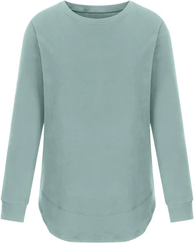 Vista 5 de Sudadera básica para mujer, manga larga, lisa, cuello redondo, sin botones, ajustada, túnica casual