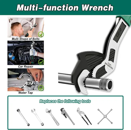 Vista 4 de Llave Ajustable de 6 Pulgadas - Ajuste Automático de Tamaño, 0.28"-0.6" (7-15MM), Ajustable con Resorte Multi-Tamaño, Llave Rápida para Auto