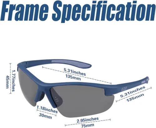 Vista 7 de O2O Gafas de sol deportivas polarizadas para hombres, mujeres, adolescentes, jóvenes, ciclismo, conducción, golf, béisbol, ciclismo, 020, lentes