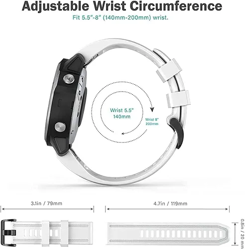 Vista 6 de Correa de reloj QuickFit con hebilla dorada, 0.78 pulgadas, impermeable, de liberación rápida, fácil ajuste, para Garmin Fenix 7S 6S Pro/Zafiro
