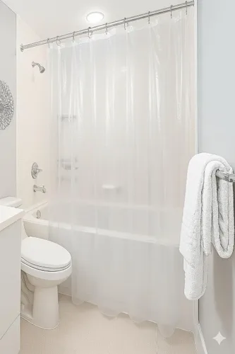 Vista 7 de Dependable Industries inc. Essentials Cortina de ducha magnetizada para baño con ojales de metal impermeable (beige)