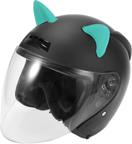 Vista 3 de Motoforti 2 piezas de orejas de gato, accesorios de decoración de casco, autoadhesivos, universales, cubierta de casco para motocicleta, bicicleta