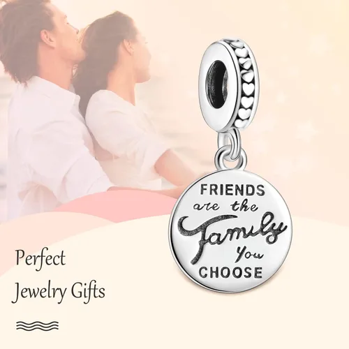 Vista 3 de Annmors Dijes familiares de joyería para mujer, plata de ley 925, colgante con circonita cúbica, cuentas de joyería para niñas, regalos de bricolaje