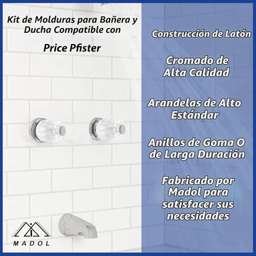 Vista 5 de Kit de reconstrucción para bañera y ducha compatible con Price Pfister – Ver dimensionamiento para el ajuste correcto- Juego