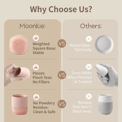 Vista 8 de Moonkie Vasos pequeños para bebés Taza abierta de silicona para bebés + taza para bebés Juego de tazas de entrenamiento para bebés de 4 meses