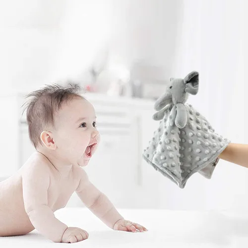 Vista 6 de BORITAR Manta de seguridad para bebé de elefante, suave manta de punto minky con bonito patrón de animales, manta de peluche para recién nacido