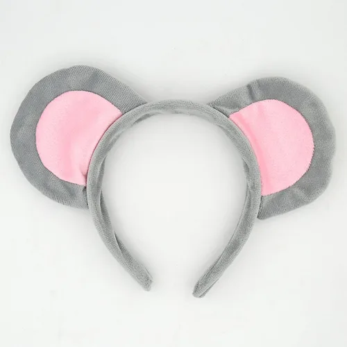 Vista 2 de Disfraz de animal 4 piezas para niños, cerdo rosa, ratón gris, dálmata, diadema de elefante, nariz, lazo y orejas de cola para niñas y mujeres