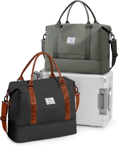 Vista 14 de VECAVE Bolsa de viaje para mujer, bolsa deportiva para gimnasio, E20-Púrpura profundo, Grande, Bolsa de viaje