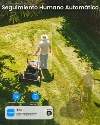Vista 2 de aosu Cámara solar de seguridad para exteriores - Cámaras de seguridad inalámbricas para exteriores con vista panorámica de 360°, seguimiento