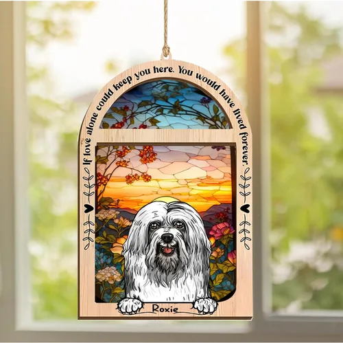 Vista 222 de LOVELYPOD Adorno de Navidad personalizado de sabueso afgano, atrapasoles con nombre, regalos de pérdida de mascotas, regalos para amantes