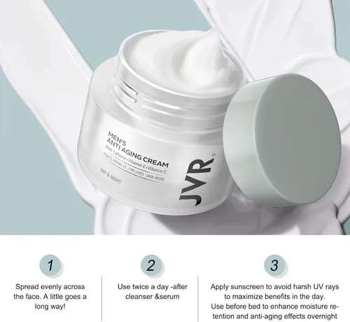 Vista 7 de JVR Hidratante facial para hombre, crema hidratante antienvejecimiento, hidratante facial ligero para hombres, antiarrugas, loción facial