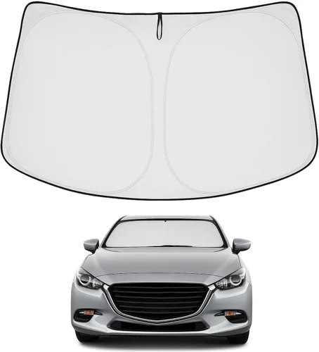 Vista 134 de Proadsy Parasol para parabrisas Rivian R1S 2022-2025 2026 de 4 capas plegable, protector de parasol frontal que bloquea los rayos UV, mantiene