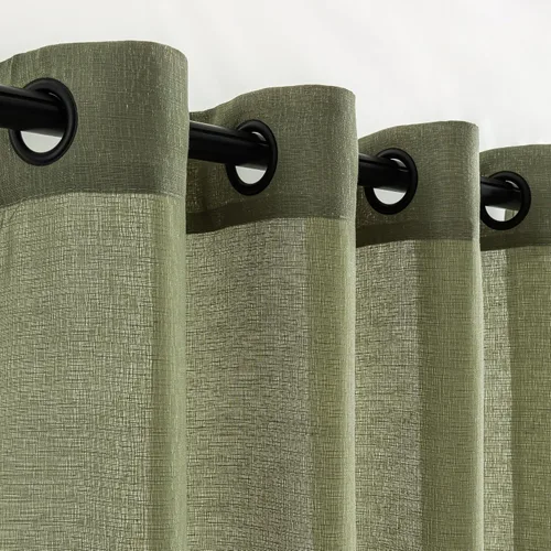 Vista 12 de Cortinas de lino natural de 96 pulgadas de largo, 2 paneles para sala de estar, cortinas de lino semitransparentes con ojales negros, cortinas