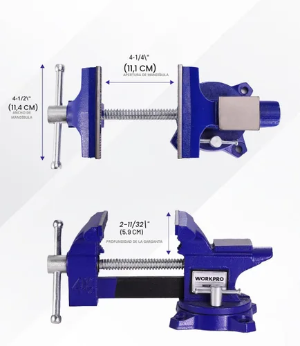 Vista 4 de WORKPRO Tornillo de banco, tornillo de 4-1/2" para banco de trabajo, tornillo de combinación de utilidad para tubería y hogar, tornillo de banco