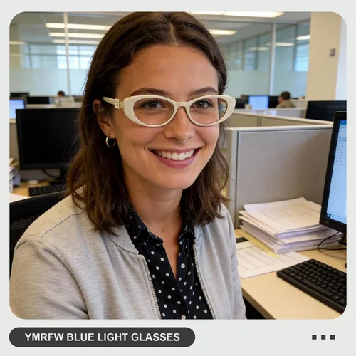 Vista 2 de Oval Blue Light Blocking Glasses for Women Retro 90s Glasses Computer TV Eyeglasses Anti Eyestrain