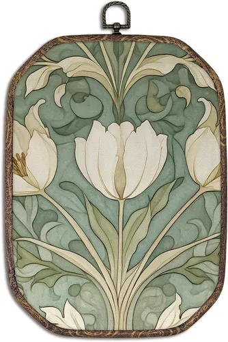 Vista 21 de Yorhifa Grandmillennial - Arte de pared enmarcado con lazo rosa coqueta, arte de pared redondo de chinoiserie azul y blanco, decoración de paredes