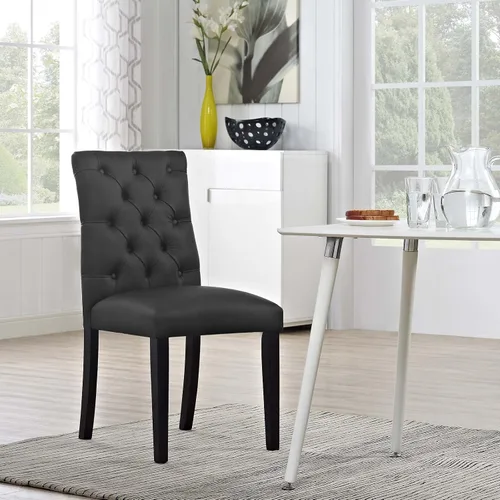 Vista 2 de Modway MO- Duchess - Silla de comedor tapizada de piel sintética con botones capitoné, color negro
