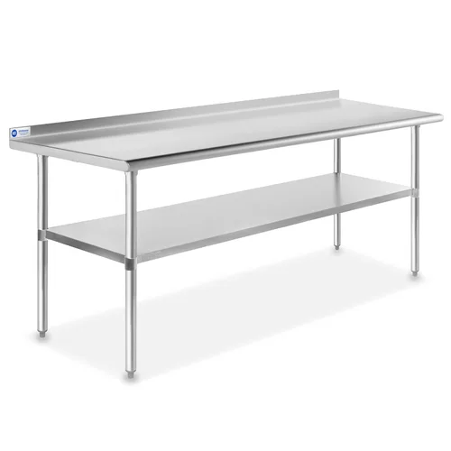 Vista 12 de Gridmann mesa de cocina comercial para trabajo y preparación, de acero inoxidable, con protector contra salpicaduras - 72" x 30".