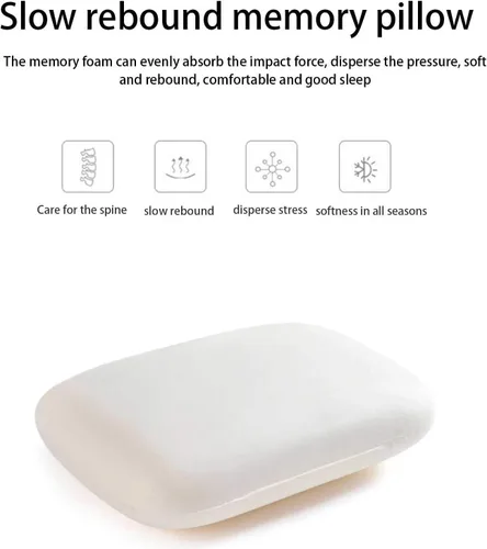Vista 5 de Almohada rectangular de viaje de espuma viscoelástica de 15.4 x 11.0 x 3.5 in, cojín suave de rebote lento para cabeza y cuello con funda extraíble