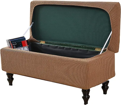 Vista 10 de Fundas otomanas rectangulares, fundas elásticas para reposapiés, funda de banco de almacenamiento, protector de muebles para reposapiés para sala