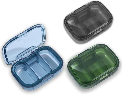 Vista 7 de Pastillero de 3 compartimentos, caja a prueba de humedad, organizador de pastillas para viajes, pastillero portátil diario para medicinas