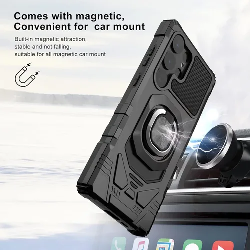Vista 6 de Ailiber Funda para Samsung Galaxy S23 Ultra, Samsung S23 Ultra con protector de pantalla, soporte de anillo para montaje magnético de automóvil