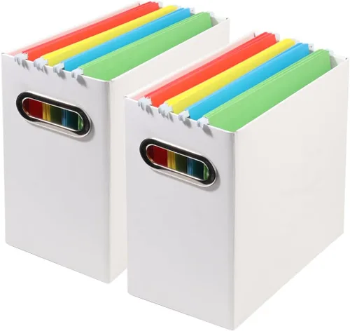Vista 22 de Caja organizadora de archivos plegable con asa, 12.20 x 5.11 x 9.84 pulgadas, organizador de archivos para el hogar u oficina, pequeña caja de Negro