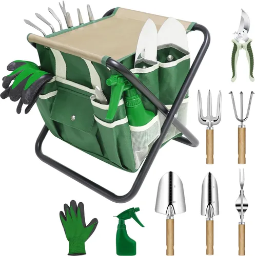 Vista 13 de Juego de herramientas de jardín, 2 piezas de herramientas de jardín de acero inoxidable resistente, kit de jardín con mango ergonómico de madera