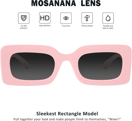 Vista 4 de mosanana Gafas de sol rectangulares de moda para mujeres y hombres, modelo Trimble