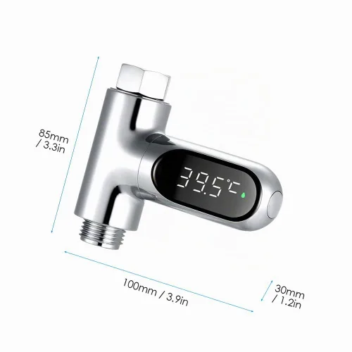 Vista 3 de Kavolet Pantalla de termómetro de ducha, termómetro digital LED de 0 ~ 212.0 °F para baño de bebé, pantalla Fahrenheit/centígrado, pantalla