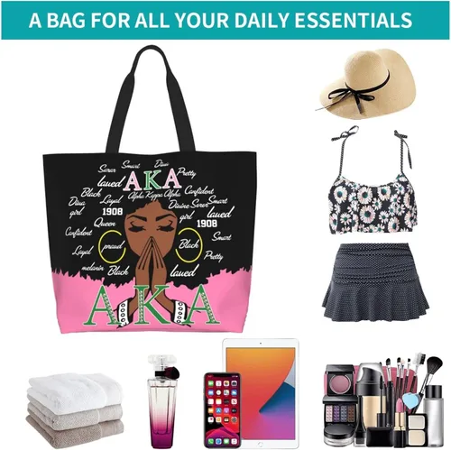 Vista 7 de Bolsos de hombro para mujer, grandes, ligeros, de lona con paneles para compras, trabajo, viajes