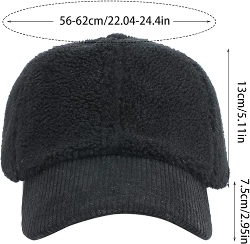 Vista 4 de Gorra de béisbol de lana de cordero sintética para hombres y mujeres, gorro deportivo de forro polar cálido de invierno al aire libre, regalo