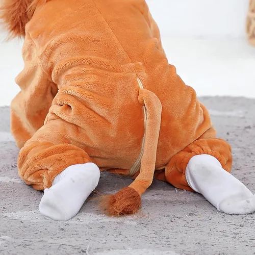 Vista 7 de Wrrkayly Mameluco de franela con capucha para bebé niño y niña, con cremallera de animales de dibujos animados, traje de invierno cálido, disfraz