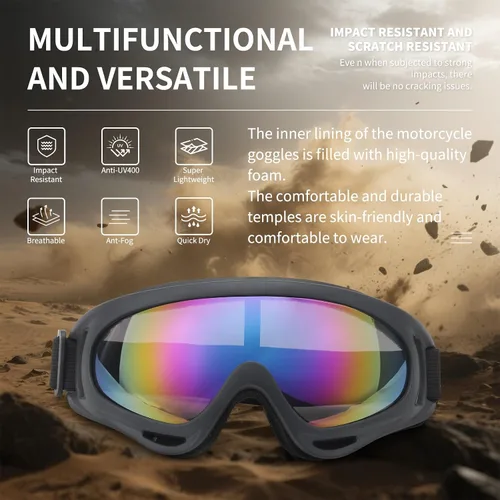 Vista 2 de 13 gafas de motocross para hombres, 5 gafas de motocross con protección UV y 8 máscaras faciales transpirables para motocicleta todoterreno