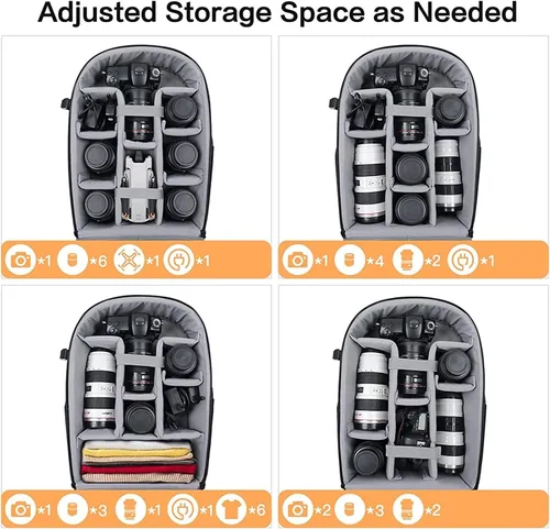 Vista 2 de MOSISO Mochila para cámara DSLR/SLR/SLR/sin espejo, impermeable, simétrica geométrica, carcasa rígida con soporte para trípode y compartimento