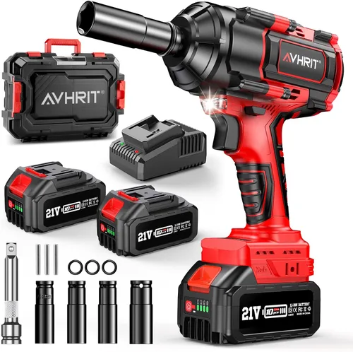 Vista 9 de Llave de impacto inalámbrica de 3/8 pulgada, pistola de impacto eléctrica de 450 N.m/ 330 Ft-lbs con motor sin escobillas, batería de 4000 mAh