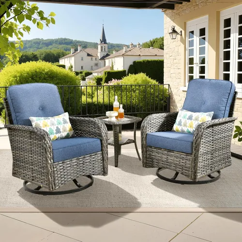 Vista 38 de ovios - Juego de muebles de patio de 2 piezas, sofá de mimbre para exteriores con sillas, silla de ratán con respaldo alto con cómodos cojines