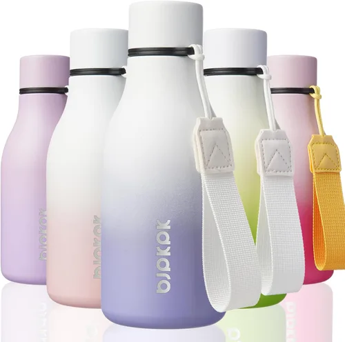 Vista 42 de BJPKPK Botellas de agua aisladas, botella de agua de metal de acero inoxidable de 12 onzas con correa, sin BPA a prueba de fugas, jarras, tazas