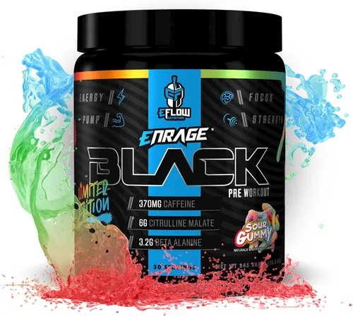 Vista 10 de eFlow Nutrition Enrage Black Suplemento preentrenamiento de alto estimulante – Polvo de preentrenamiento para aumentar la energía, las bombas