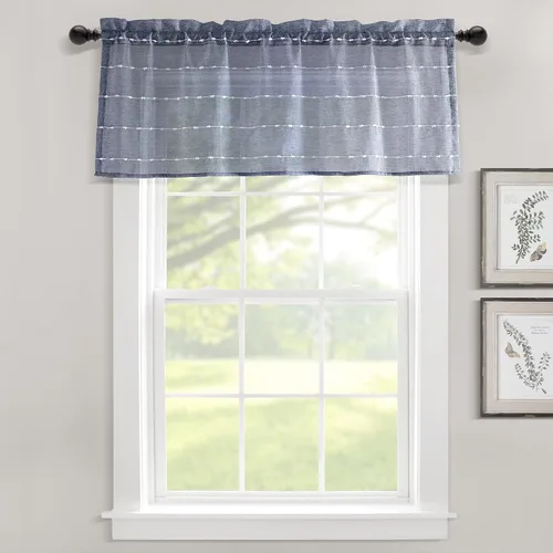 Vista 12 de Lush Decor Cenefa para Cortina de Ventana Transparente con Textura Estilo Granja, 52"A x 18"L, Beige