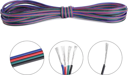 Vista 3 de C-able Cable de extensión de cable RGB de 4 pines de 100 pies (100.1 ft) 22 AWG con carrete, luces LED, tira de cables de extensión para 5050 3528