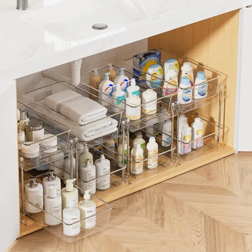 Vista 10 de Vtopmart Paquete de 2 organizadores de plástico más grandes para baño y cocina debajo del fregadero (M-superior)