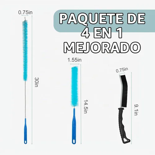 Vista 6 de Kit de limpiador de ventilación de secadora de 5 piezas, cepillo de limpieza de bobina de refrigerador, herramientas de limpieza esenciales