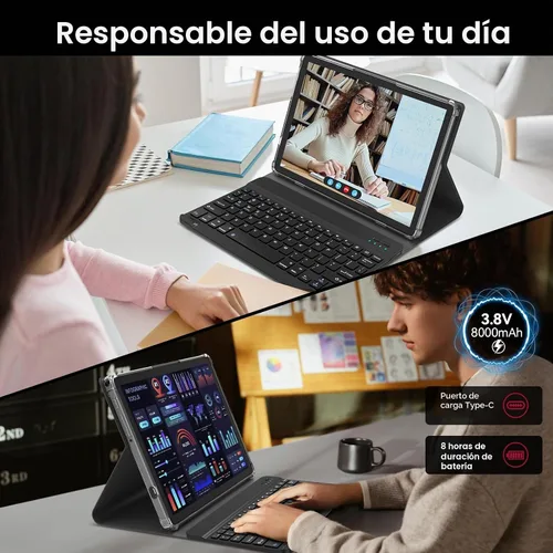 Vista 7 de KADYBE Tableta Android 15 de 11 pulgadas, las tabletas más recientes de 2025 con 16GB RAM 128GB ROM 1TB expandible, tableta con teclado, batería