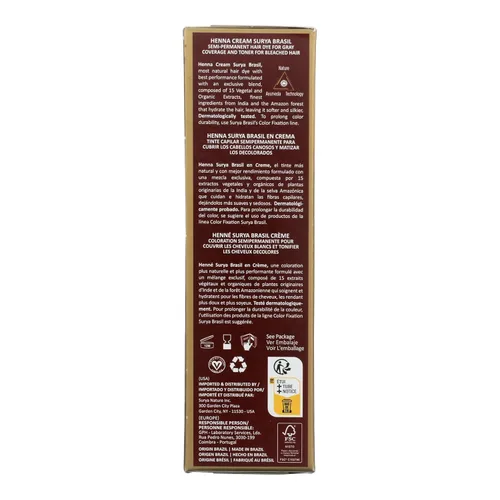 Vista 3 de Surya Brasil Henna Cream Chocolate - 94% de ingredientes naturales, vegano, libre de crueldad, ecológico, color de cabello semipermanente