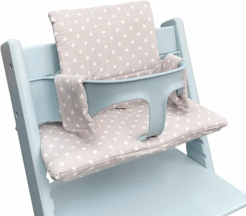 Vista 2 de ZARPMA Cojín para silla alta compatible con Stokke Tripp Trapp Chiar, funda de tela de algodón rellena con acolchado de algodón (gotas coloridas)